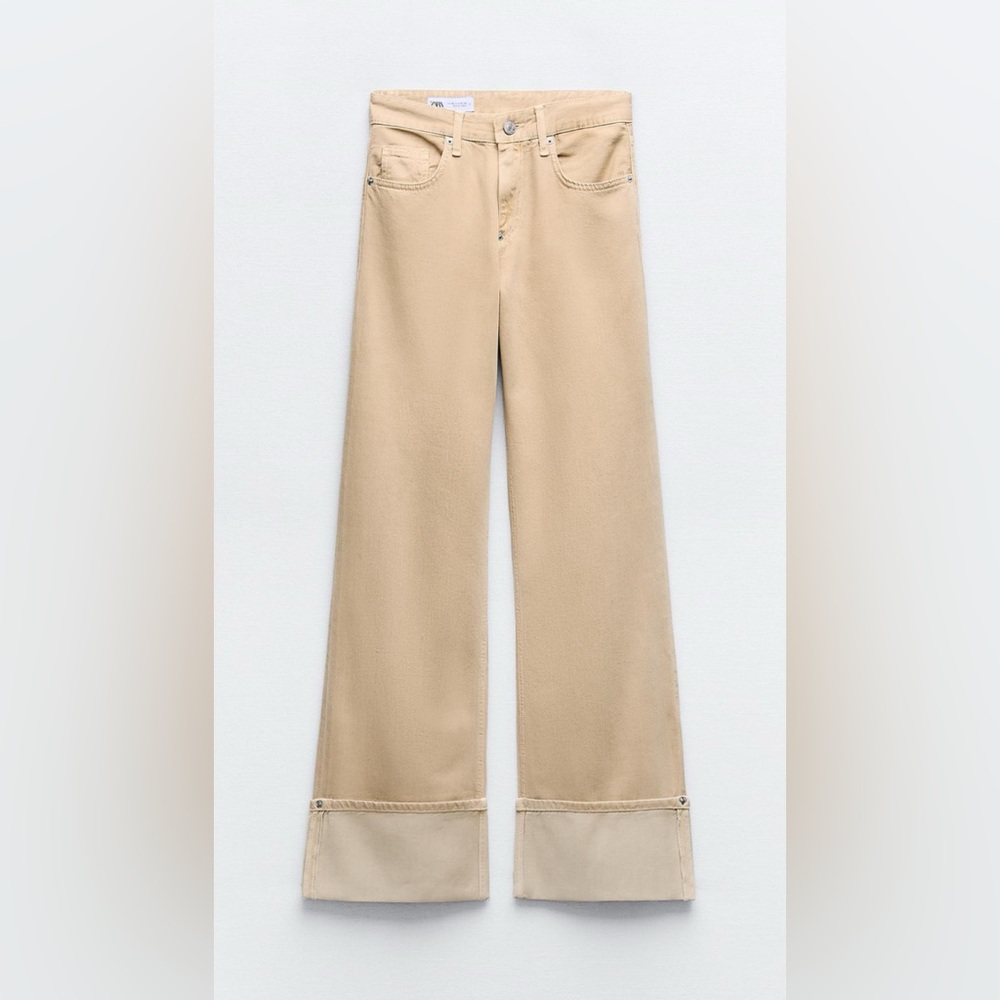 ZARA TRF COLORED HIGH WAIST CUFFED JEANS